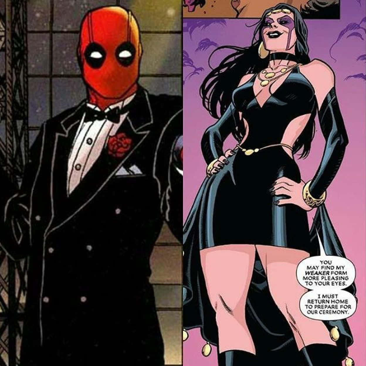 A romantic moment between Deadpool and Vanessa Wallpaper