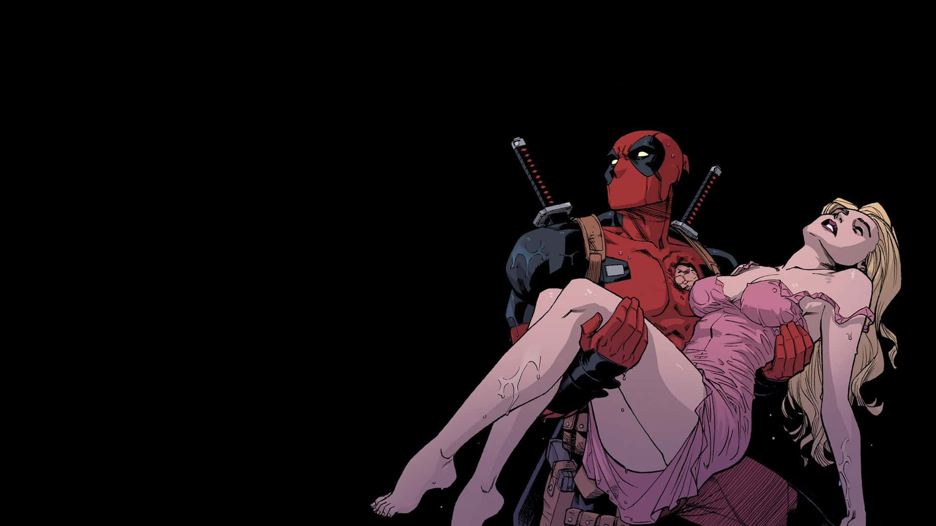 Caption: Deadpool and Vanessa Share a Romantic Moment Wallpaper
