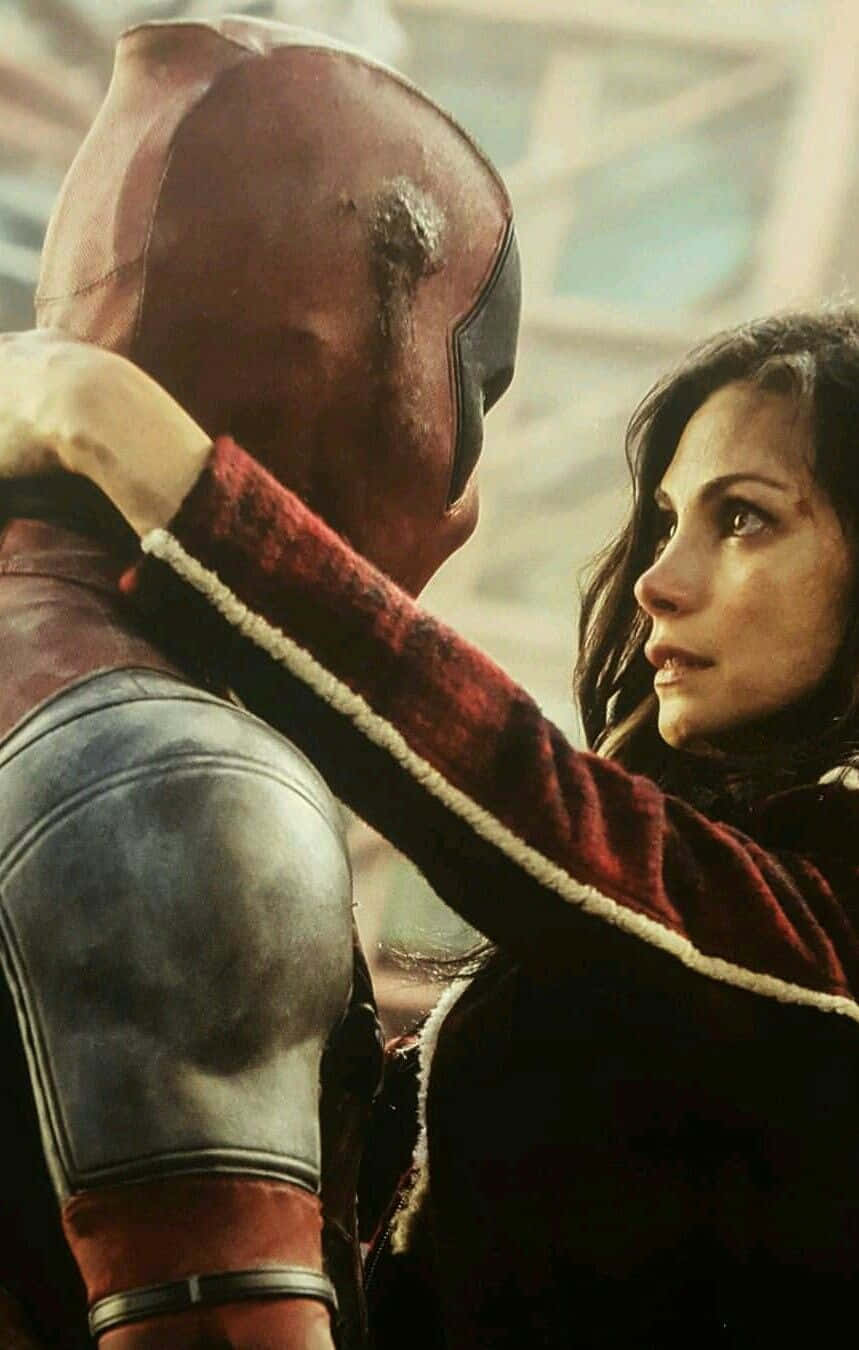 Deadpool and Vanessa's Embrace Wallpaper