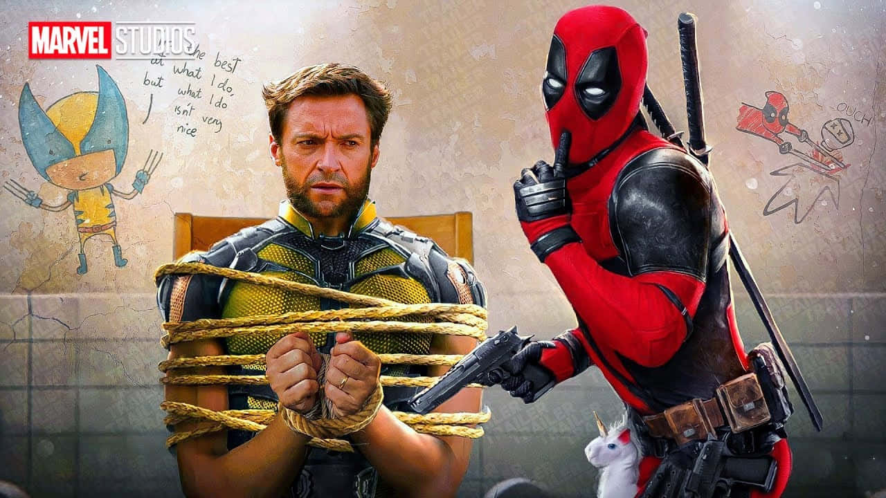 Deadpool and Wolverine face off in an epic battle Wallpaper