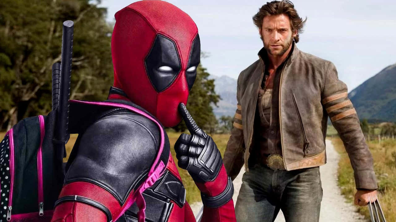 Deadpool and Wolverine in Intense Battle Wallpaper