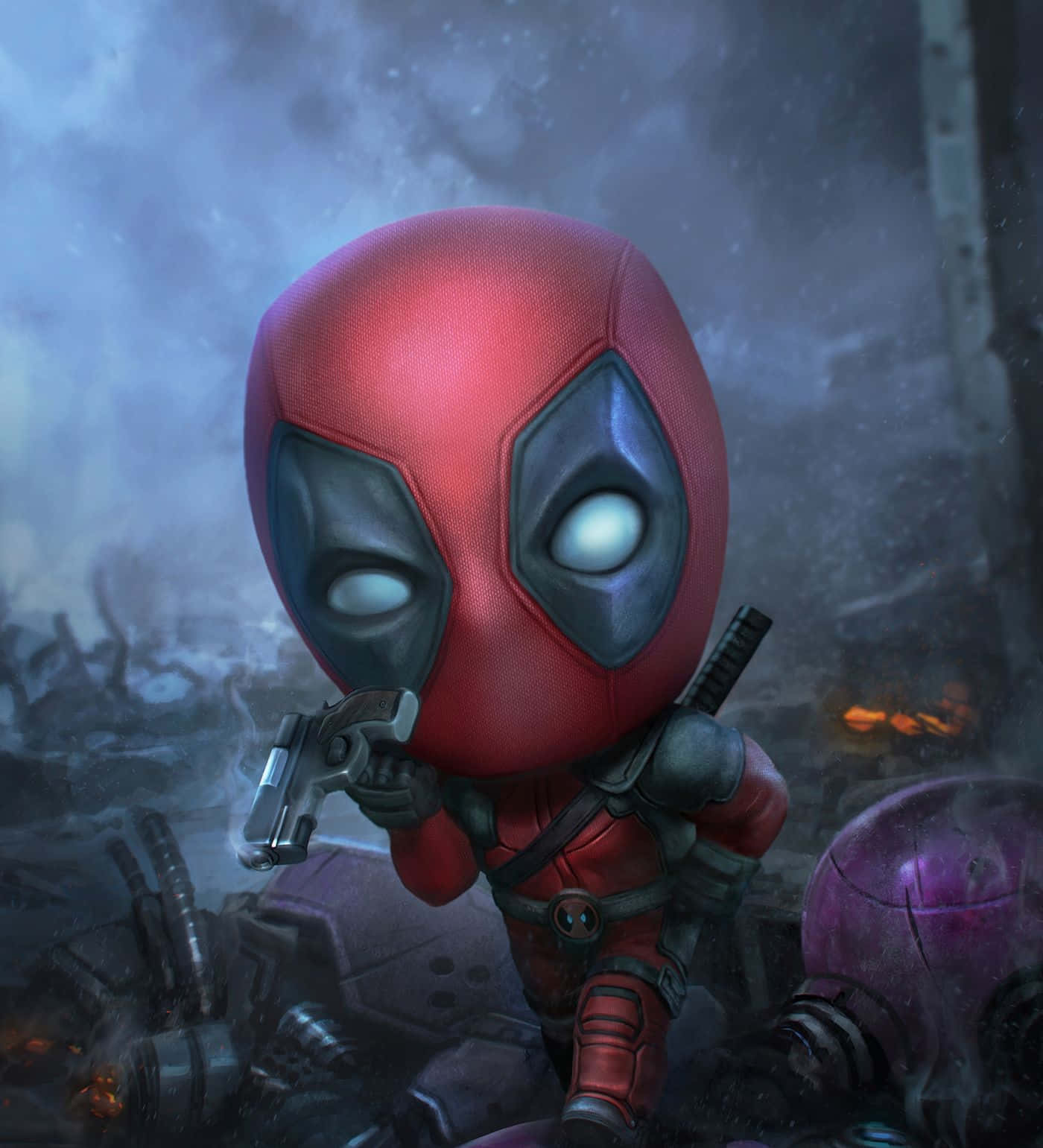 Caption: Seni Deadpool Yang Berwarna-warni Dalam Aksi Wallpaper