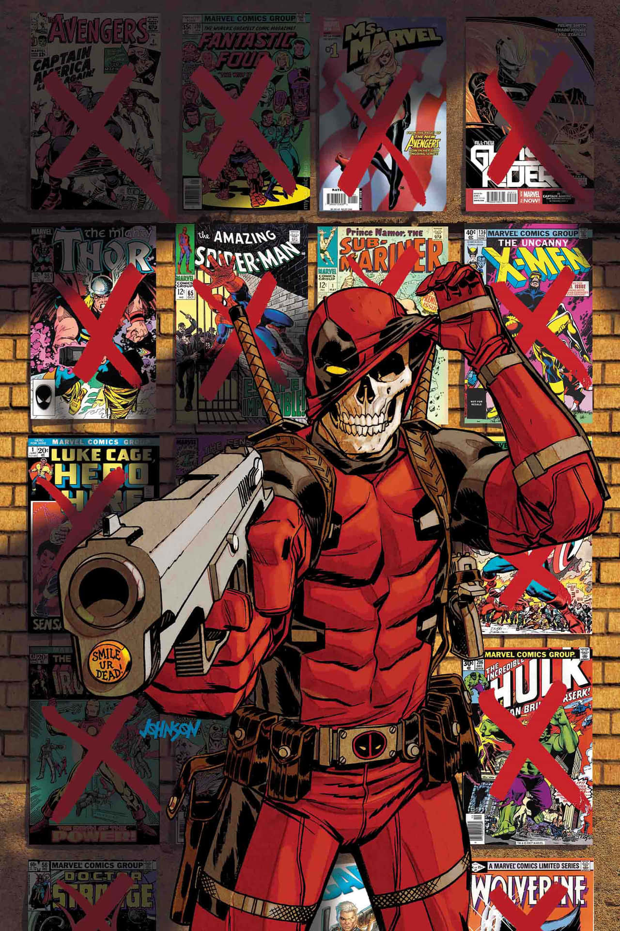 Captivating Deadpool Art in Vibrant Colors Wallpaper