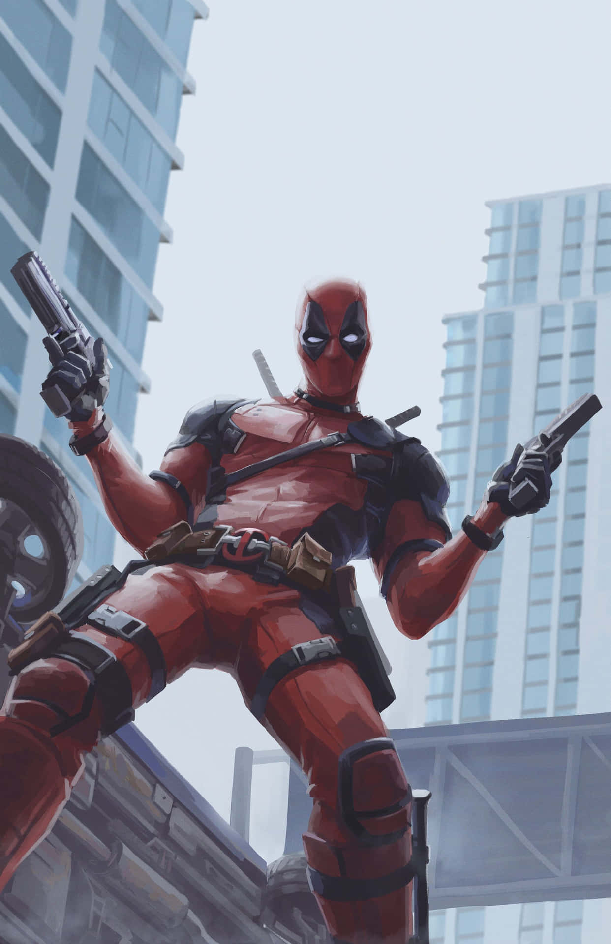 Seni Deadpool Yang Eksplosif Dalam Aksi Wallpaper