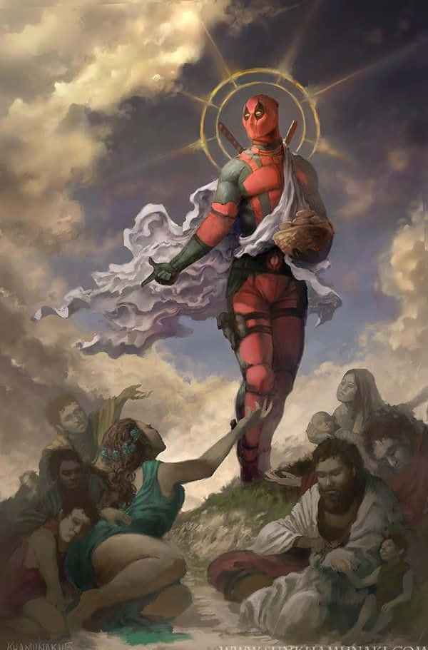 Seni Deadpool - Merc Dengan Mulut Dalam Aksi Wallpaper