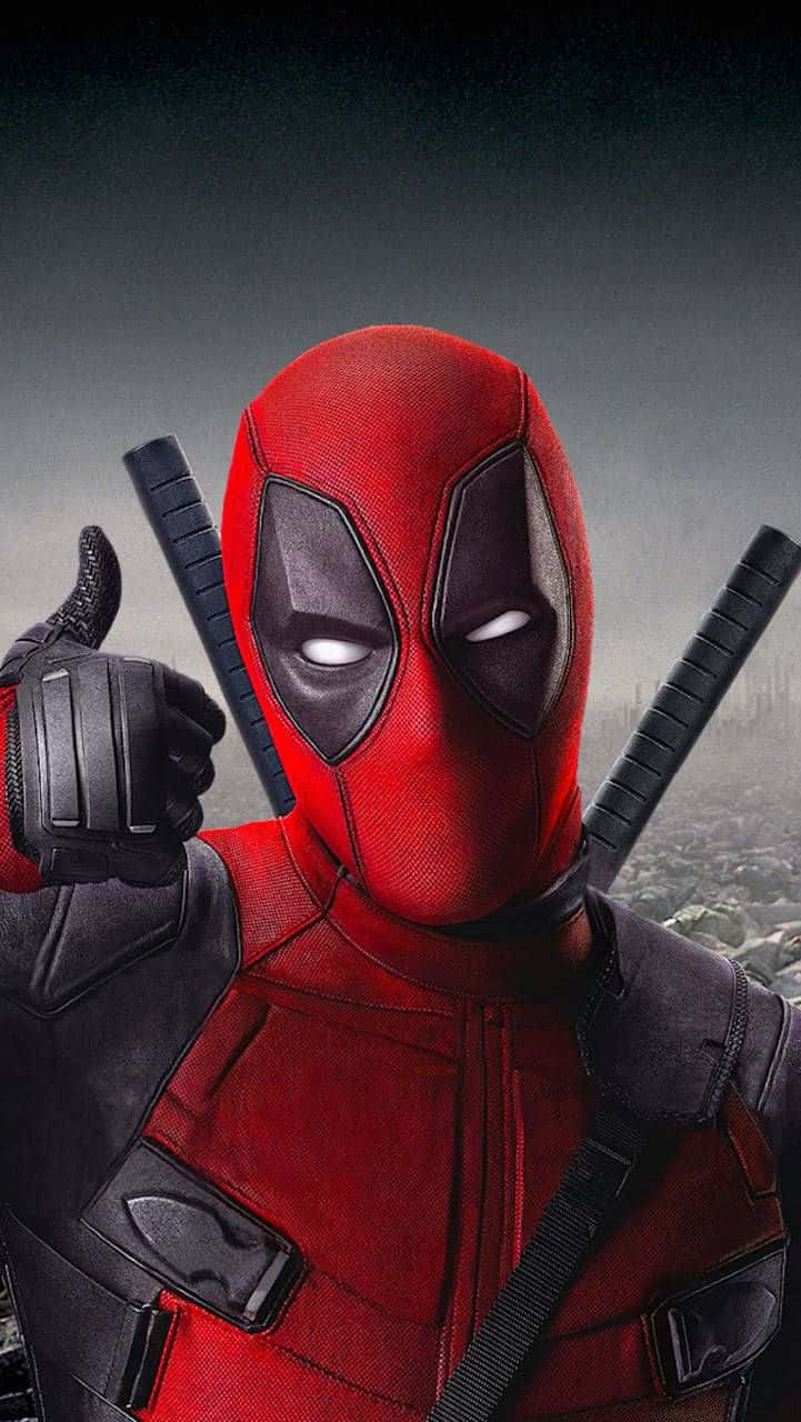 Episk Deadpool Akvarellkunst I Aksjon Bakgrunnsbildet