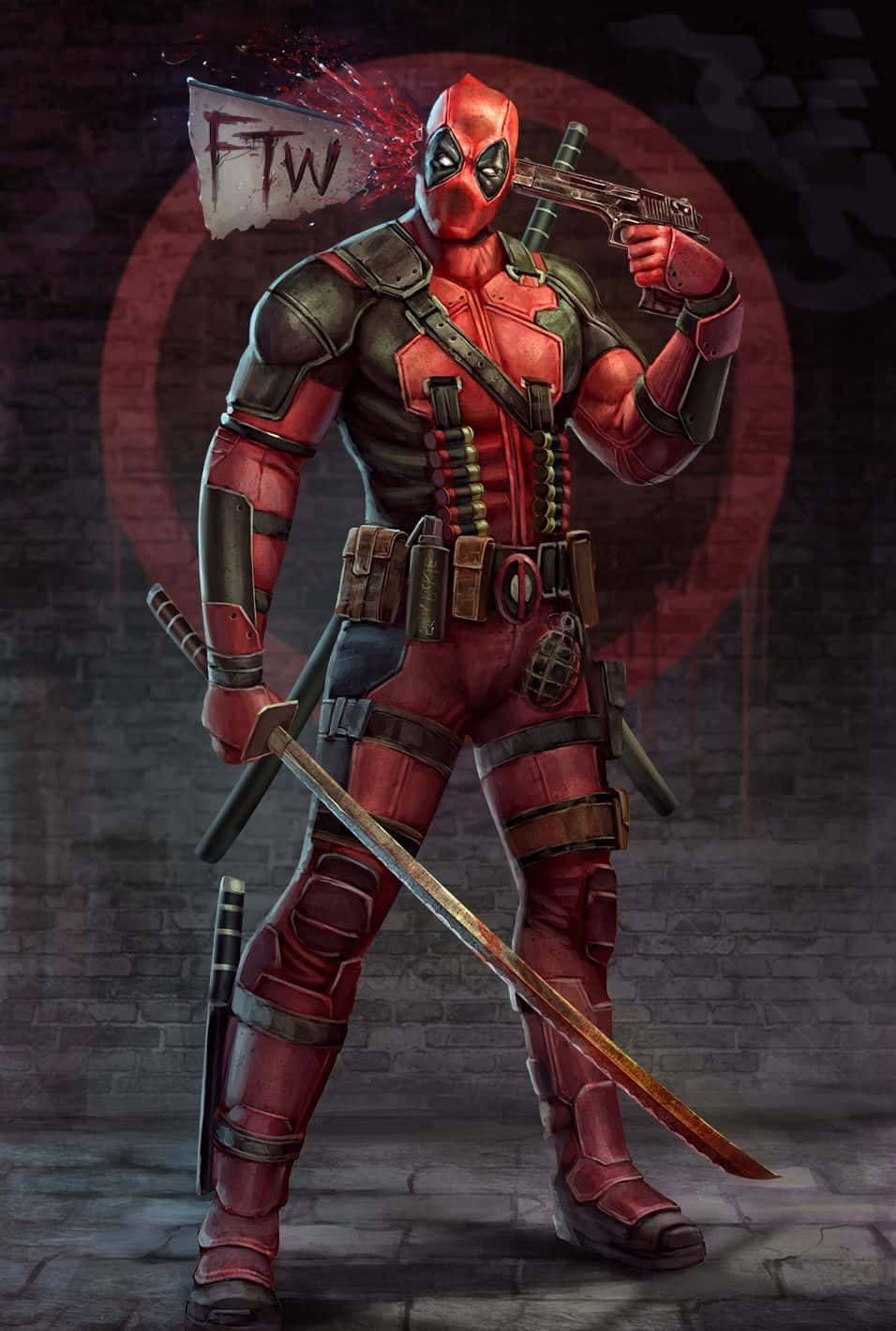 Karya Seni Deadpool Yang Menakjubkan Dalam Aksi Wallpaper