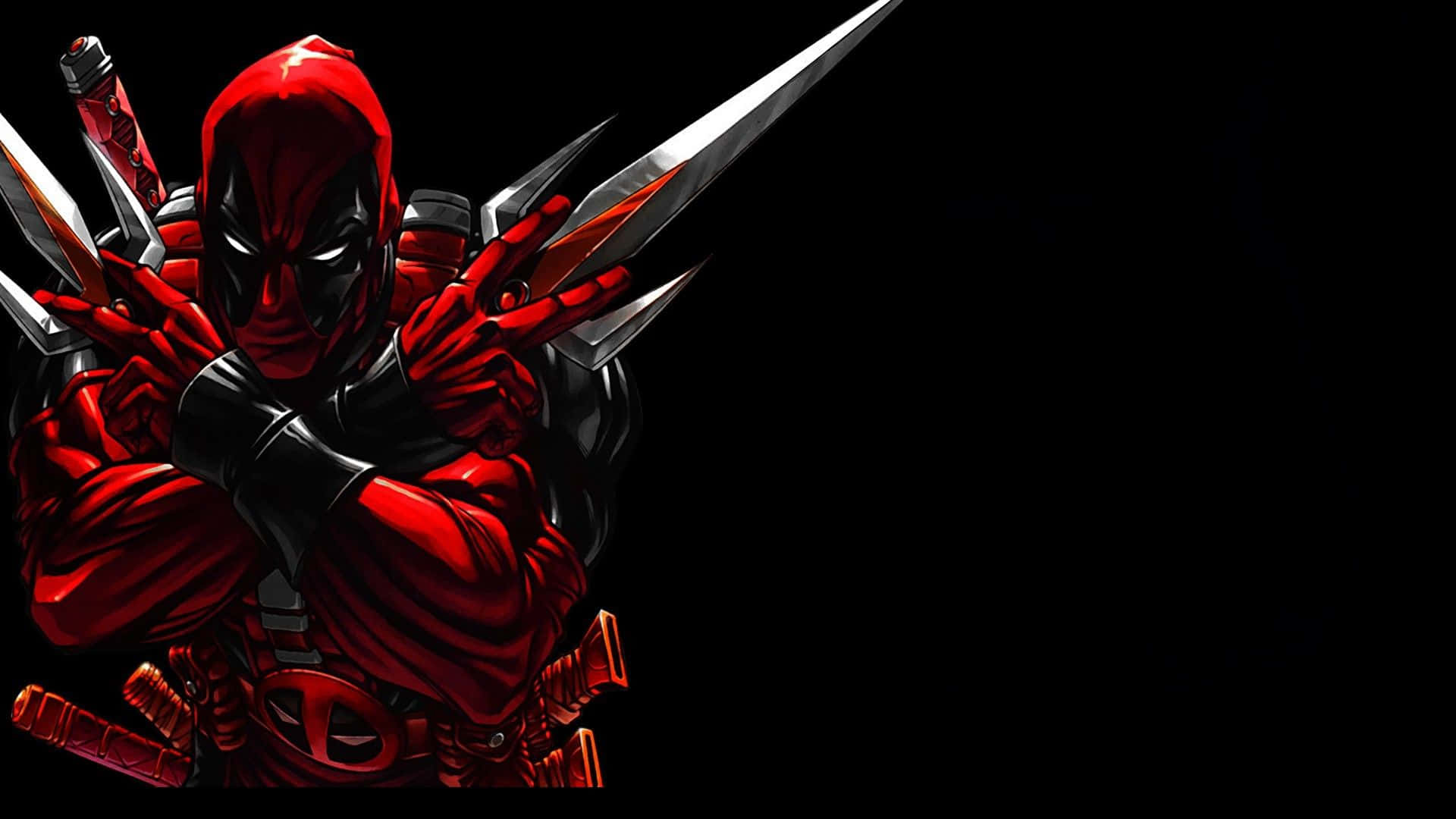 Schwarzerminimalistischer Deadpool-hintergrund Mit Seinen Bang Lee Sais