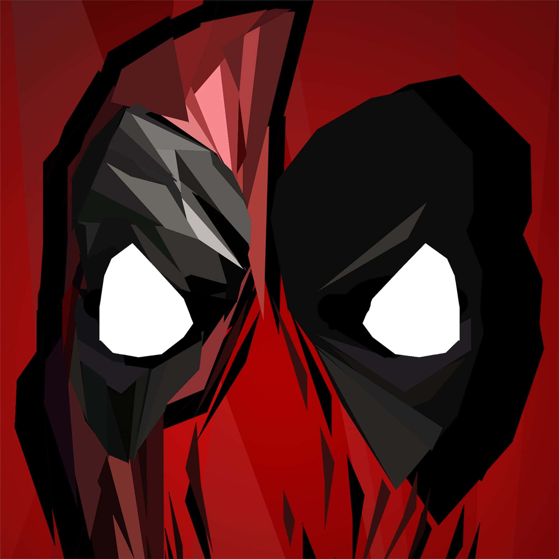 Red Minimalistic Low Poly Deadpool Background Illustration