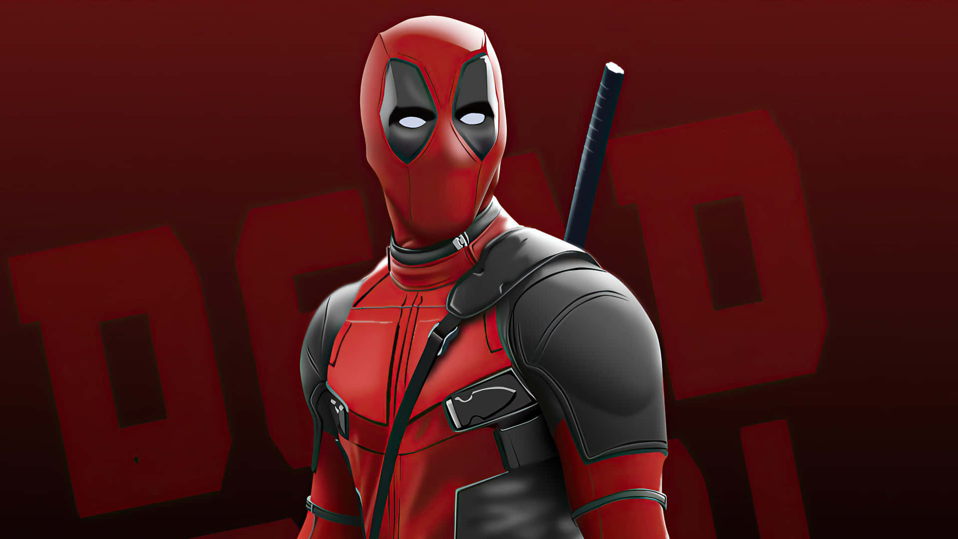 Red Minimalistic Deadpool Background With His Hero Name