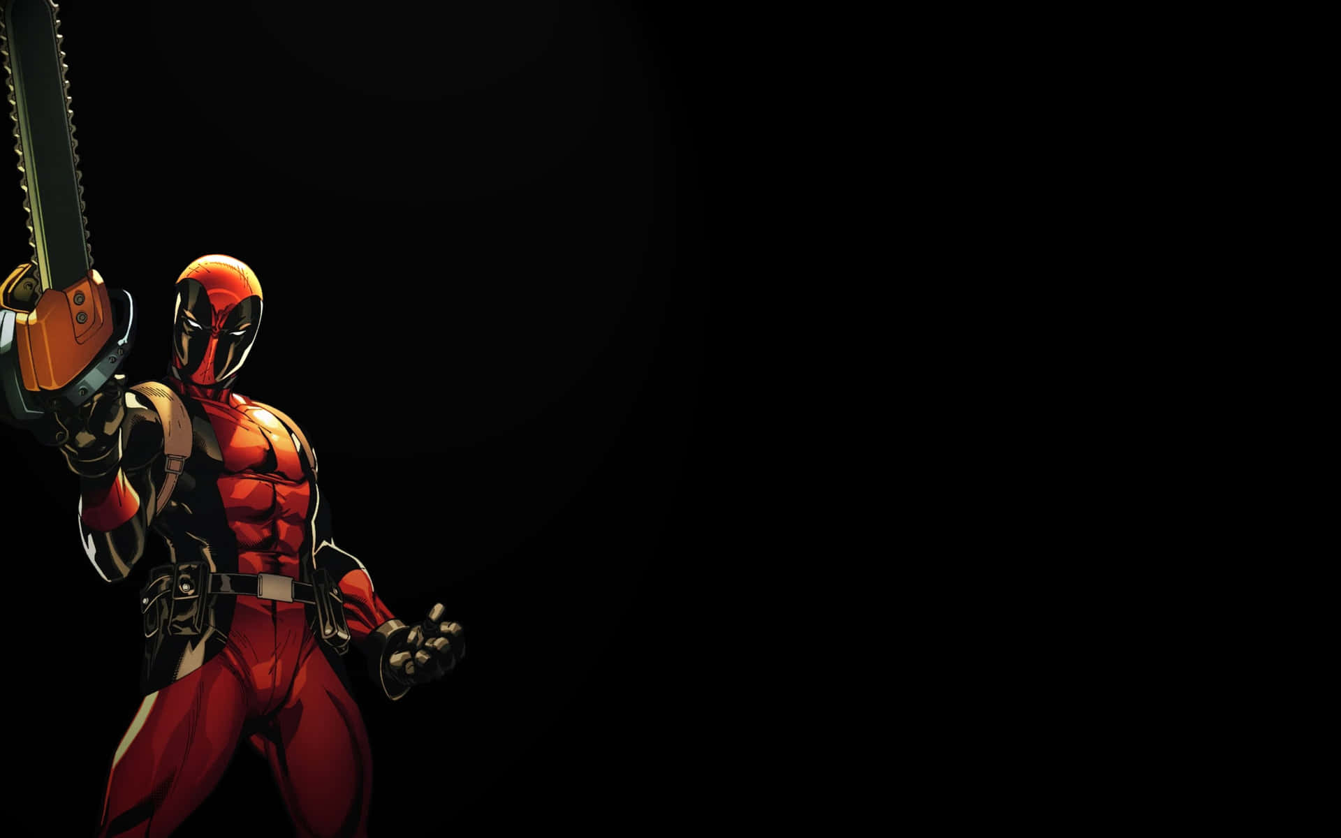 Schwarzerminimalistischer Deadpool Hintergrund Mit Kettensäge