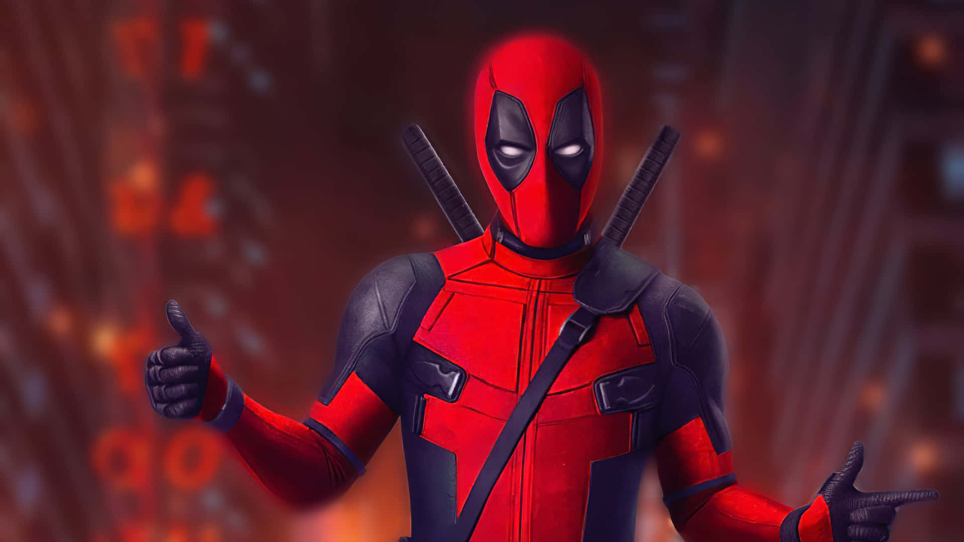 Deadpool Background Illustration Thumbs-Up And Pointing