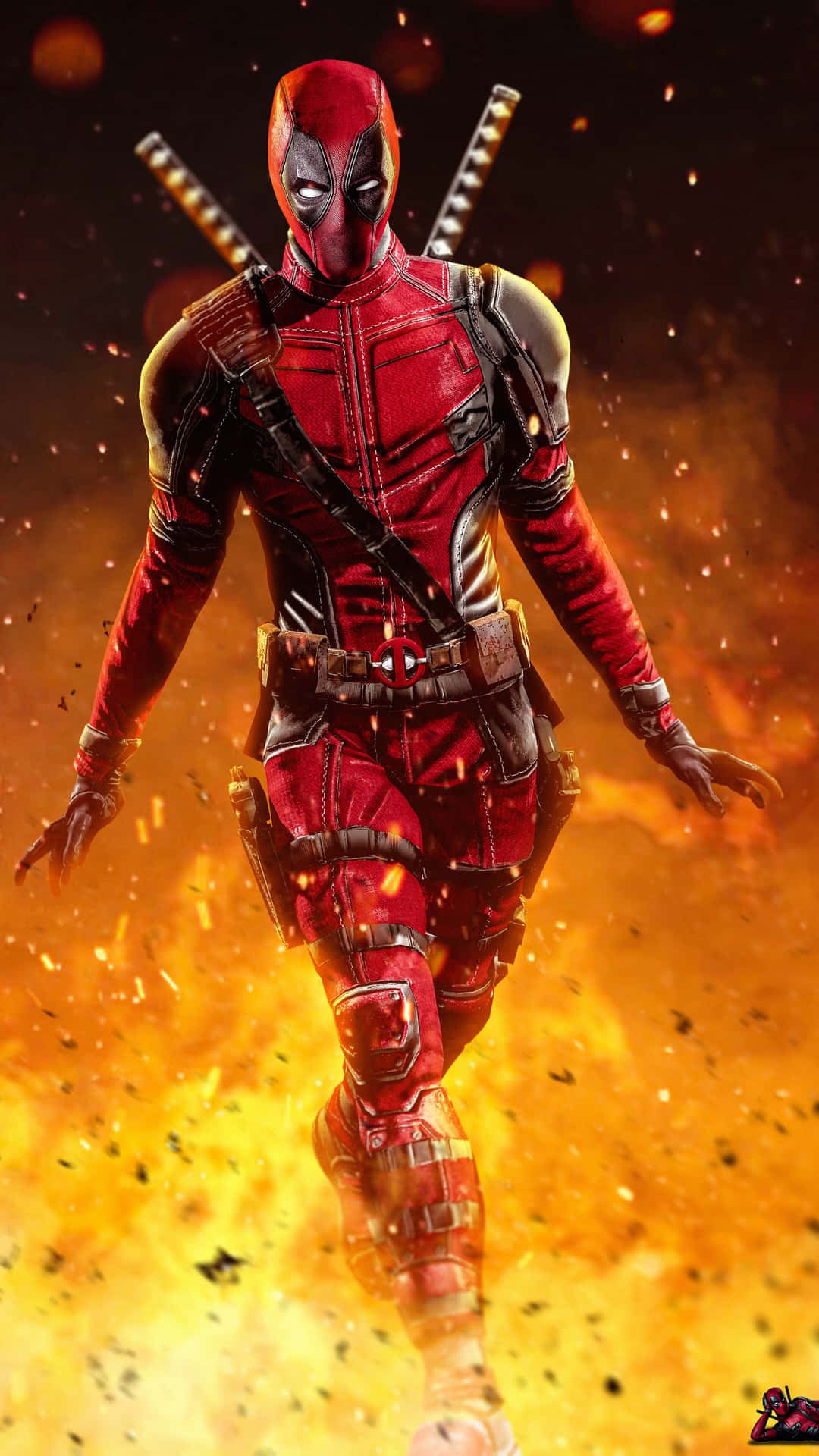Deadpool Background Walking In The Middle Of Explosion