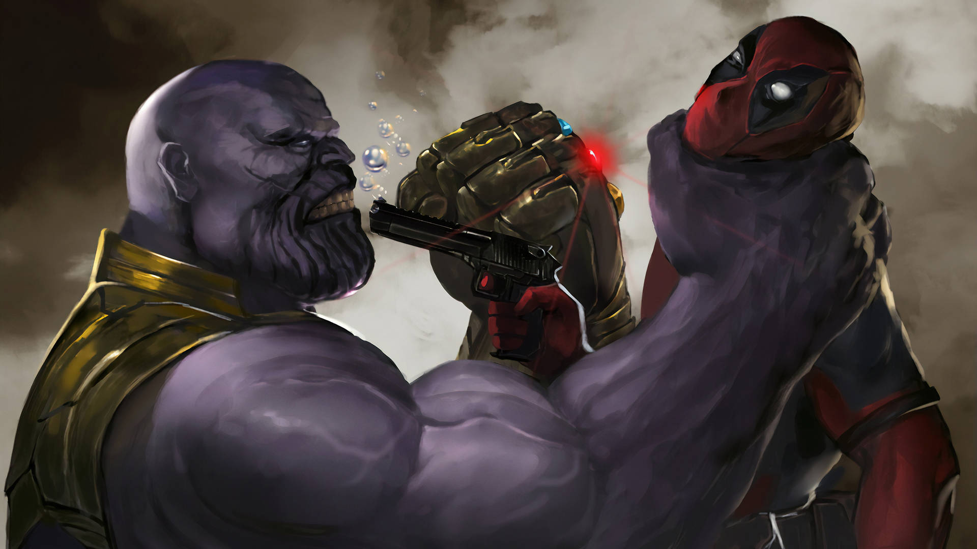Deadpool Bubble Gun Thanos Hd Wallpaper