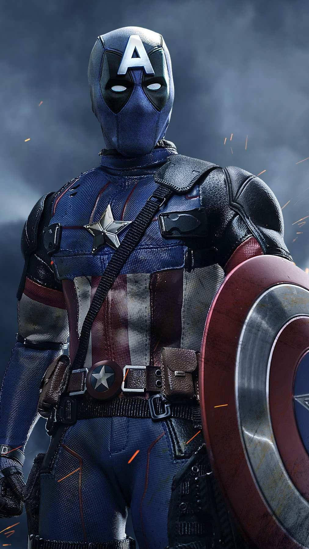 Deadpool Captain America Iphone Hintergrundbild. Wallpaper