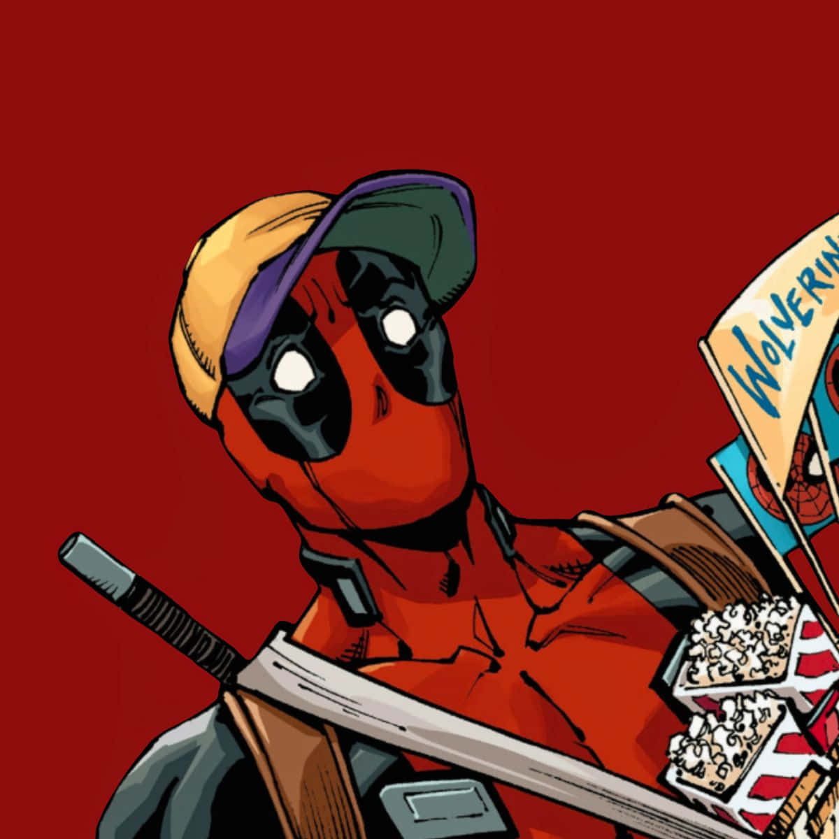 Hilarious Deadpool Cartoon in Action Wallpaper