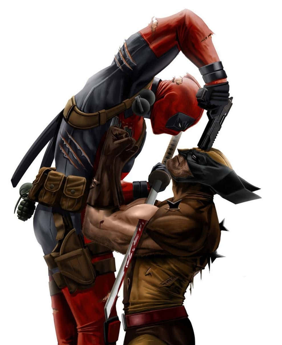Deadpool Cartoon - The Hilarious Antihero in Action Wallpaper