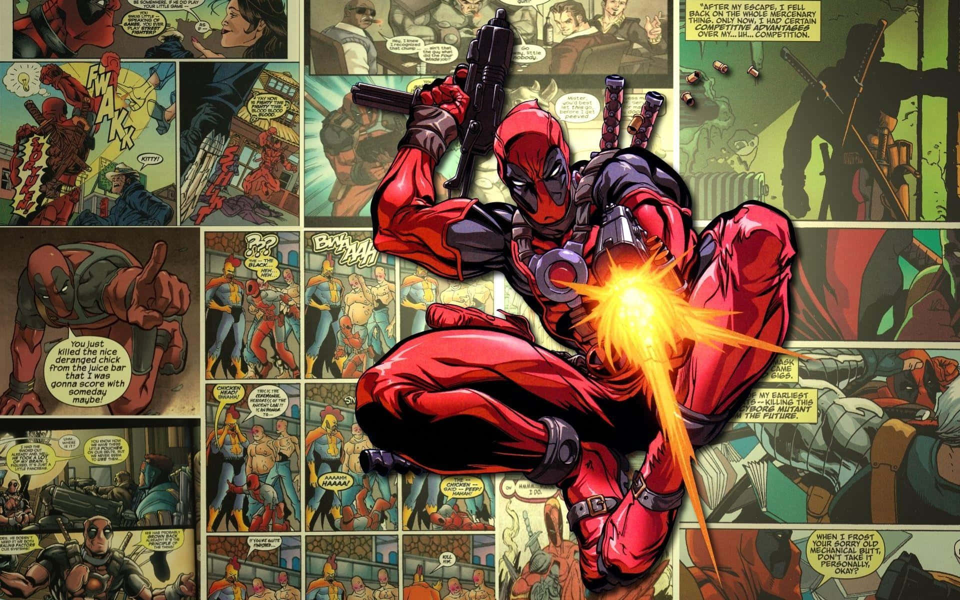 Deadpool Comic Action Collage Wallpaper