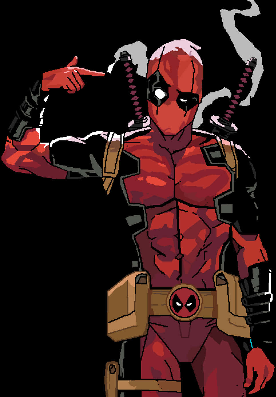 Deadpool_ Finger_ Guns_ Comics_ Illustration PNG