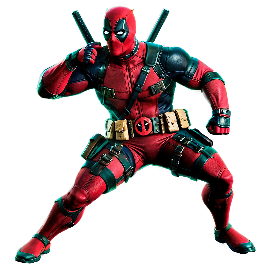 Download Deadpool In Battle Stance Png Wlf | Wallpapers.com