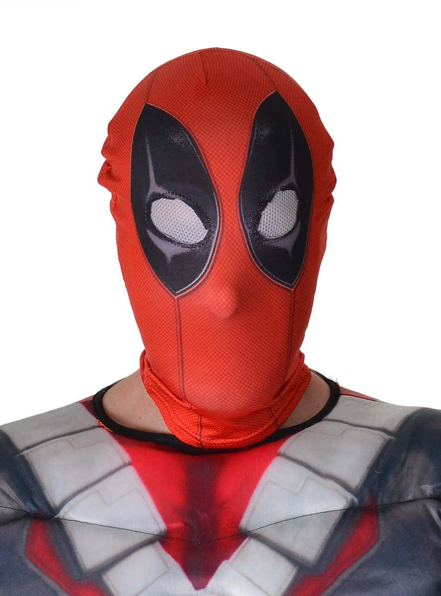 Le Visage Masqué Rouge Emblématique De Deadpool Avec Un Sourire Fond d'écran