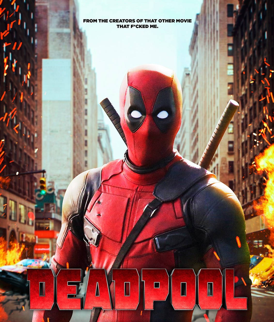 Pósterde La Película Deadpool Con Ciudad En Llamas Fondo de pantalla