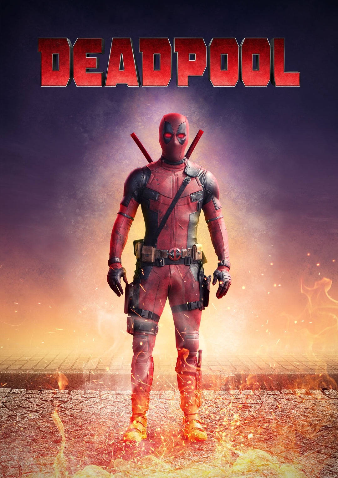 Deadpoolfilm Feuer Poster Fanart Wallpaper