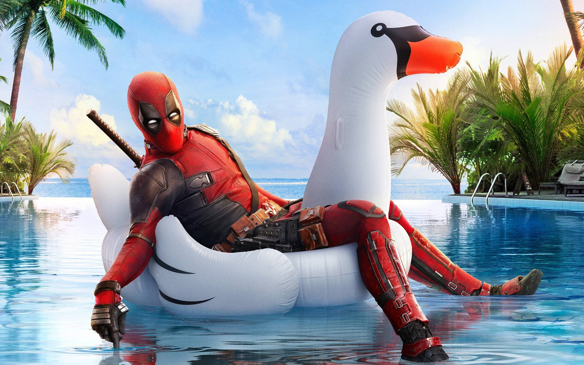 Deadpool Movie Pool Inflatable Swan Wallpaper