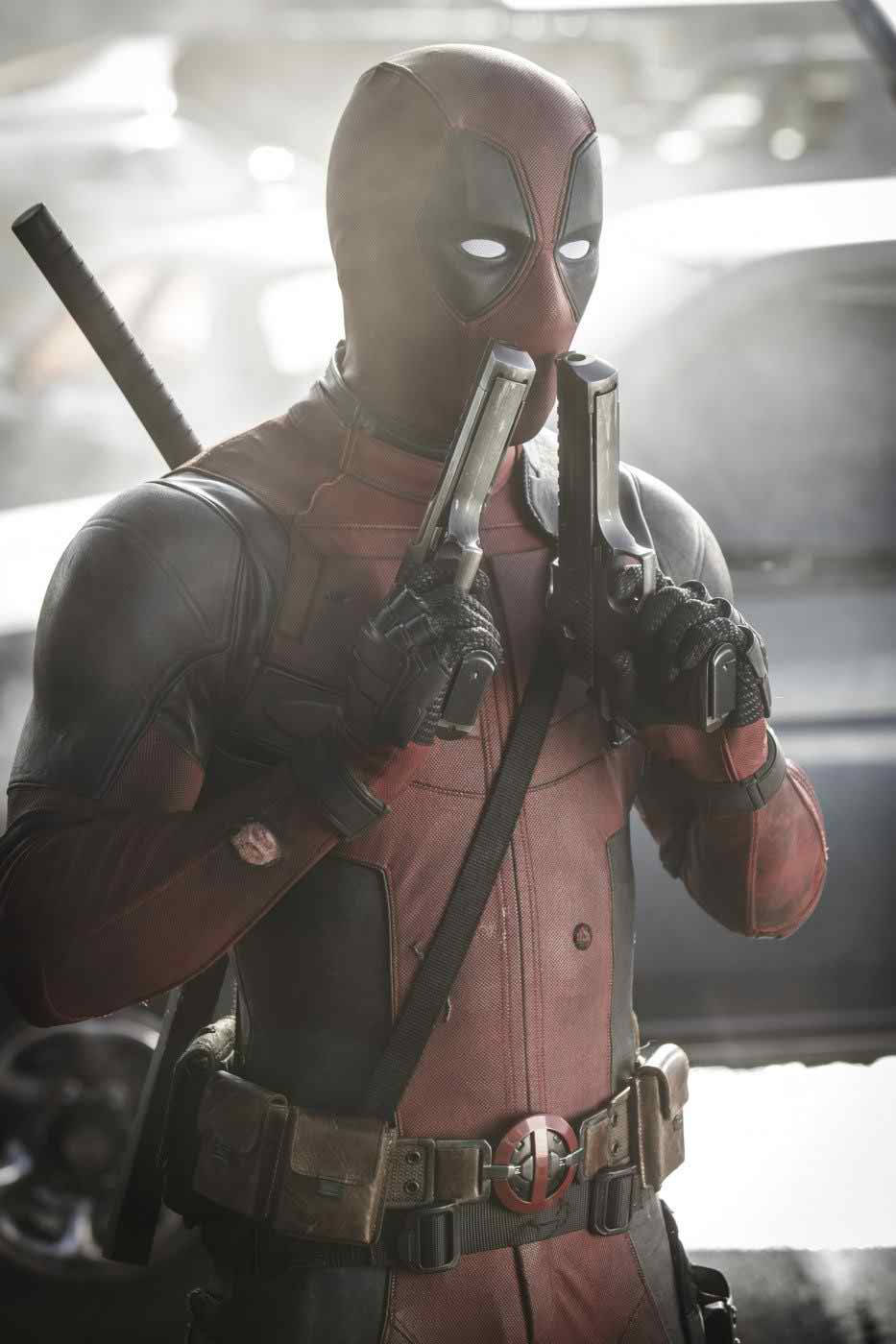 Deadpool Movie Sniffing Guns Poster Wallpaper
