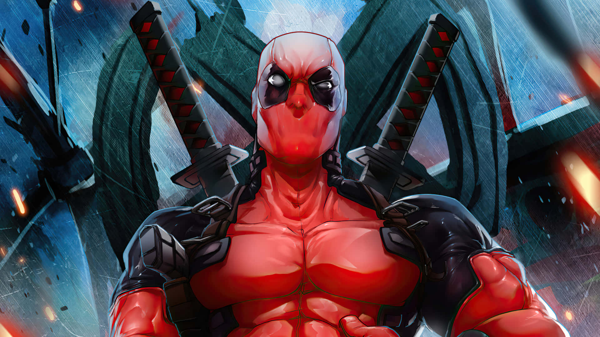 Deadpool fighting for justice with a fearless attitude
