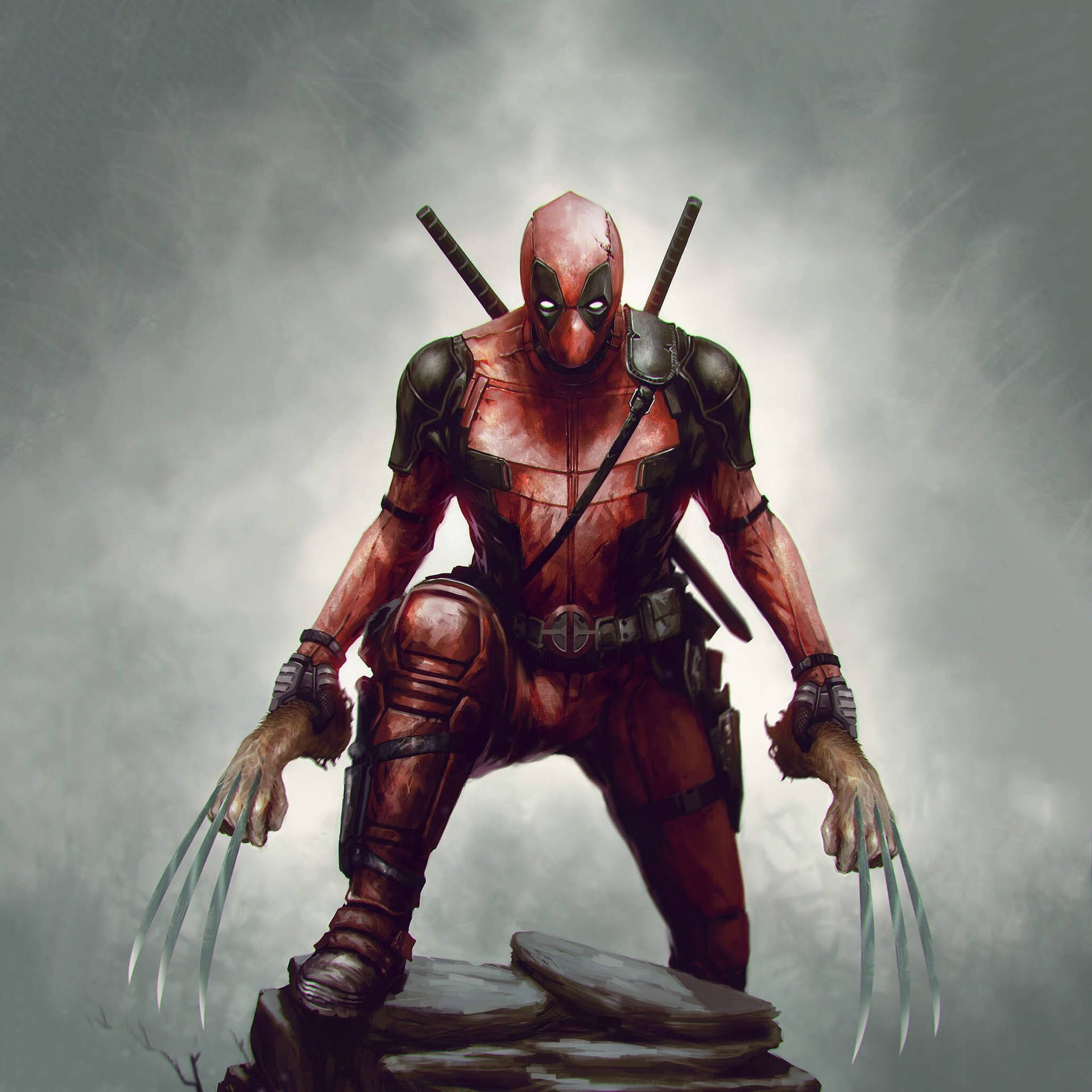 Deadpool With Severed Hands Of Wolverine Wallpaper