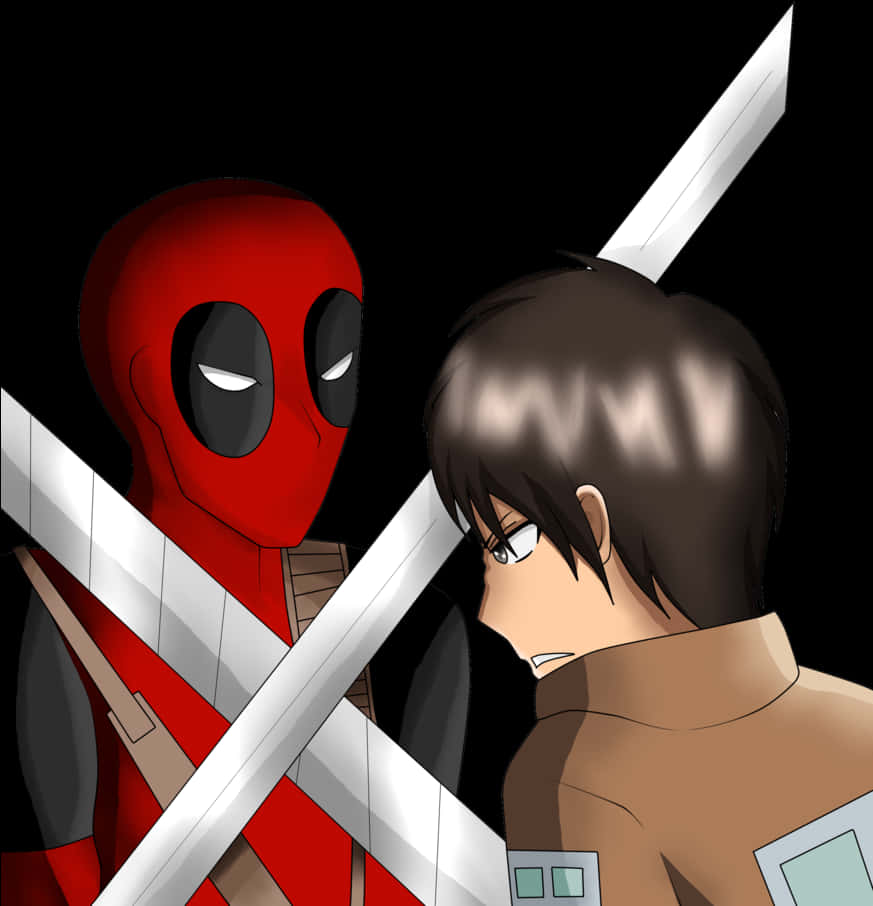 Deadpooland Eren Crossover Art PNG