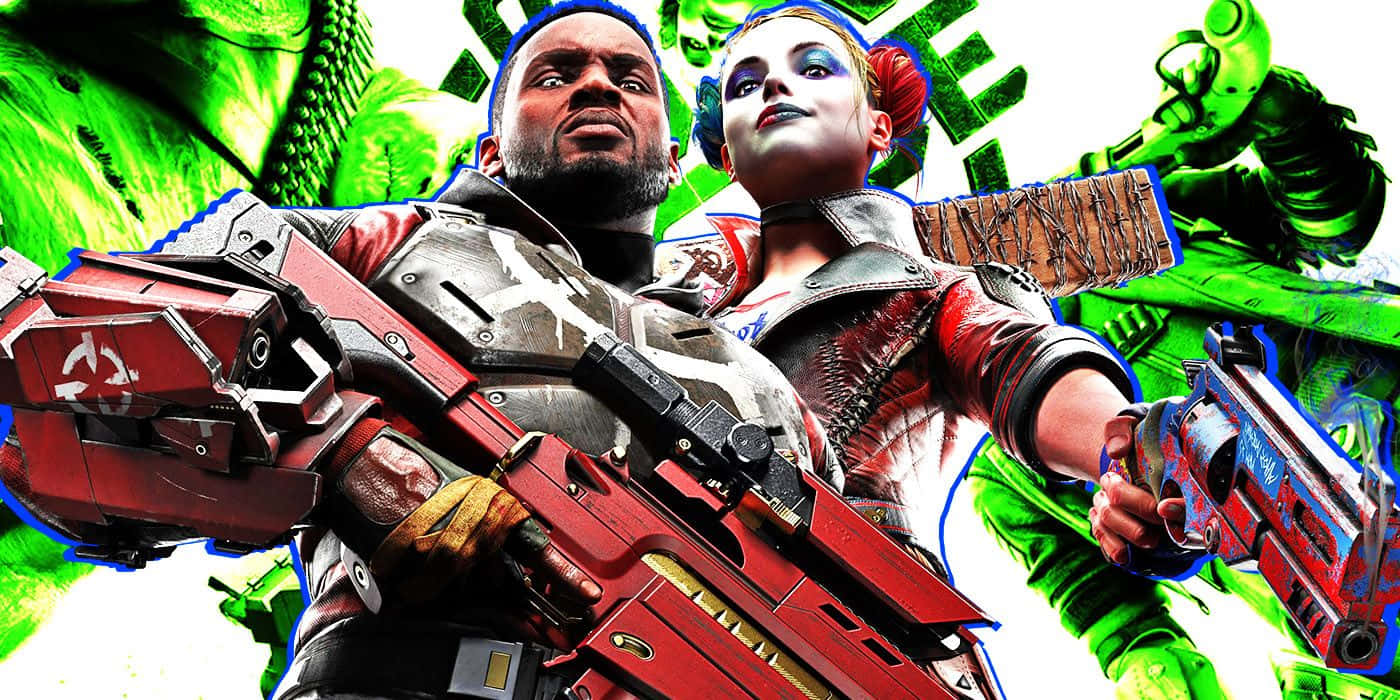 Deadshot Harley Quinn Actie Pose Achtergrond