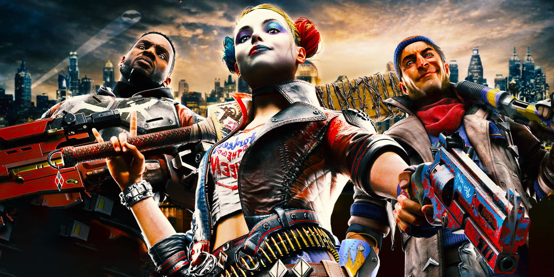 Deadshot, Harley Quinn, Dan Latar Belakang Kota Wallpaper