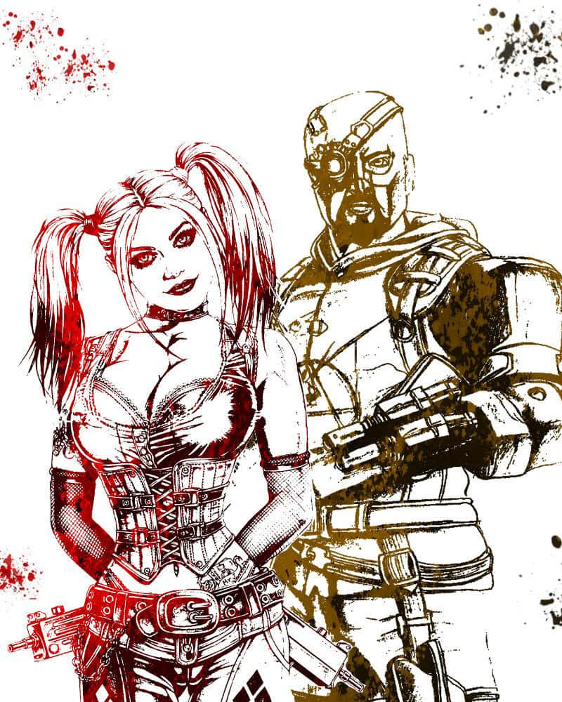 Deadshot Harley Quinn Comic Kunstwerk Achtergrond