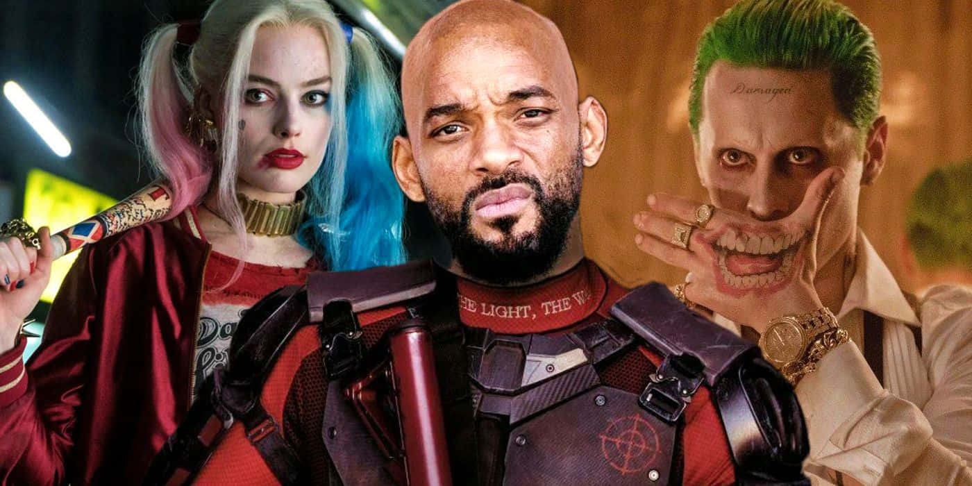 Deadshot, Harley Quinn, Joker, Collage Achtergrond