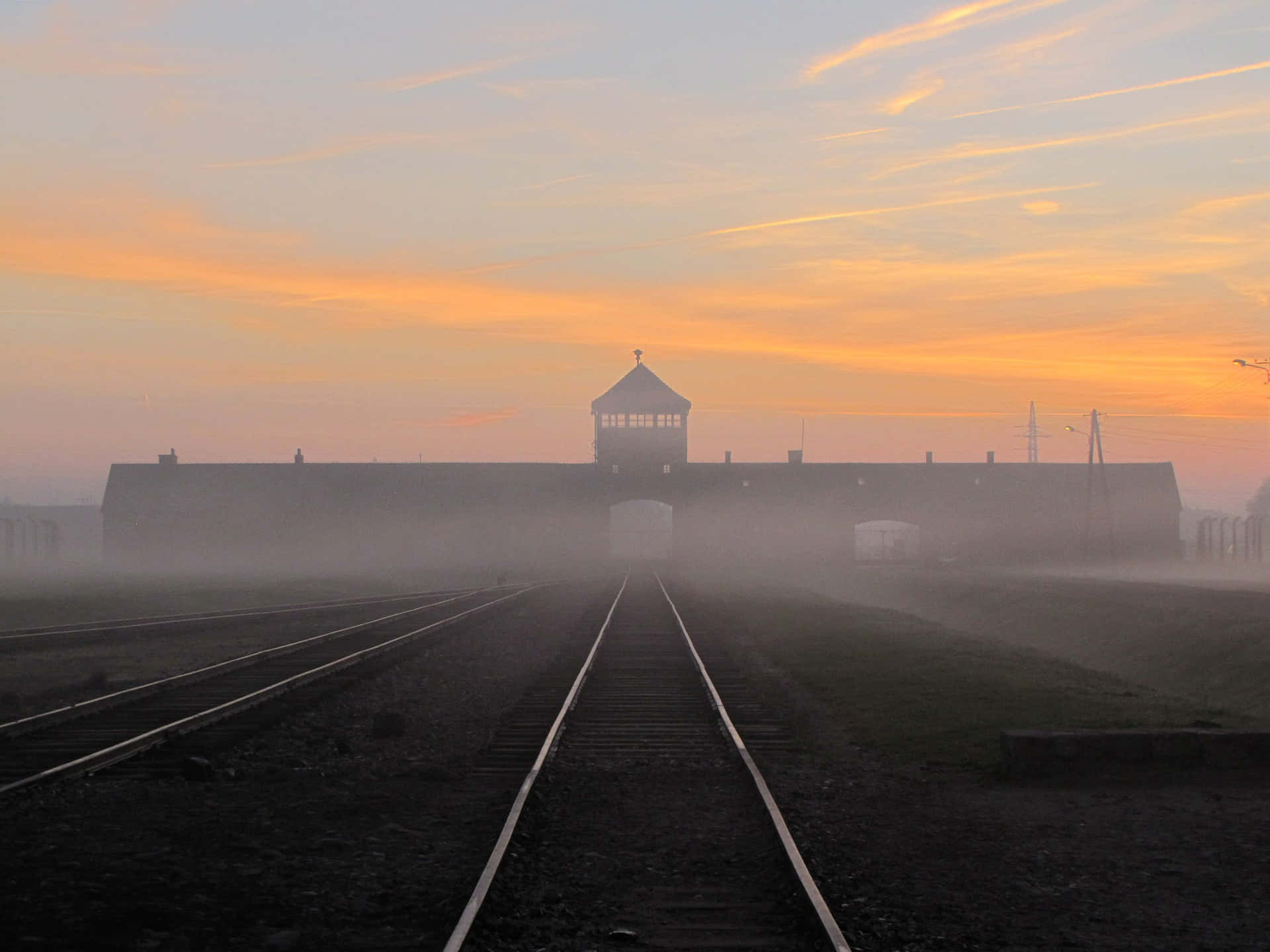 Death Gate Auschwitz Ii Birkenau Railway Track Picture