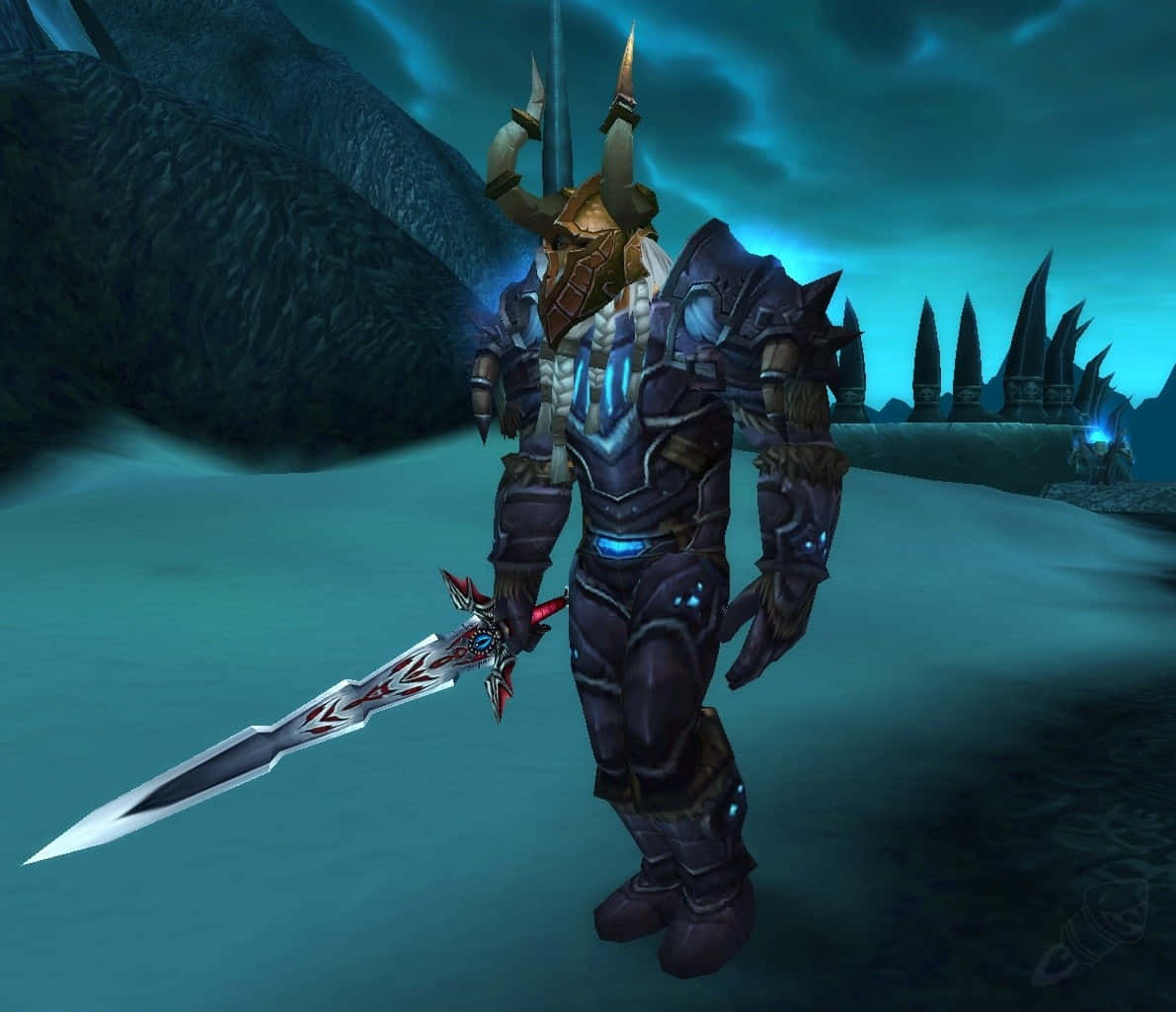 The ominous figure of a Death Knight emerges from the shadows