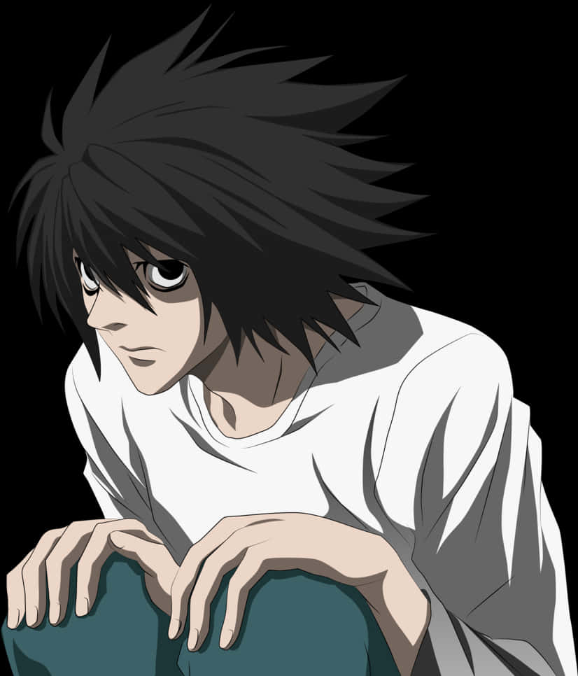 Death Note Character Brooding Pose PNG