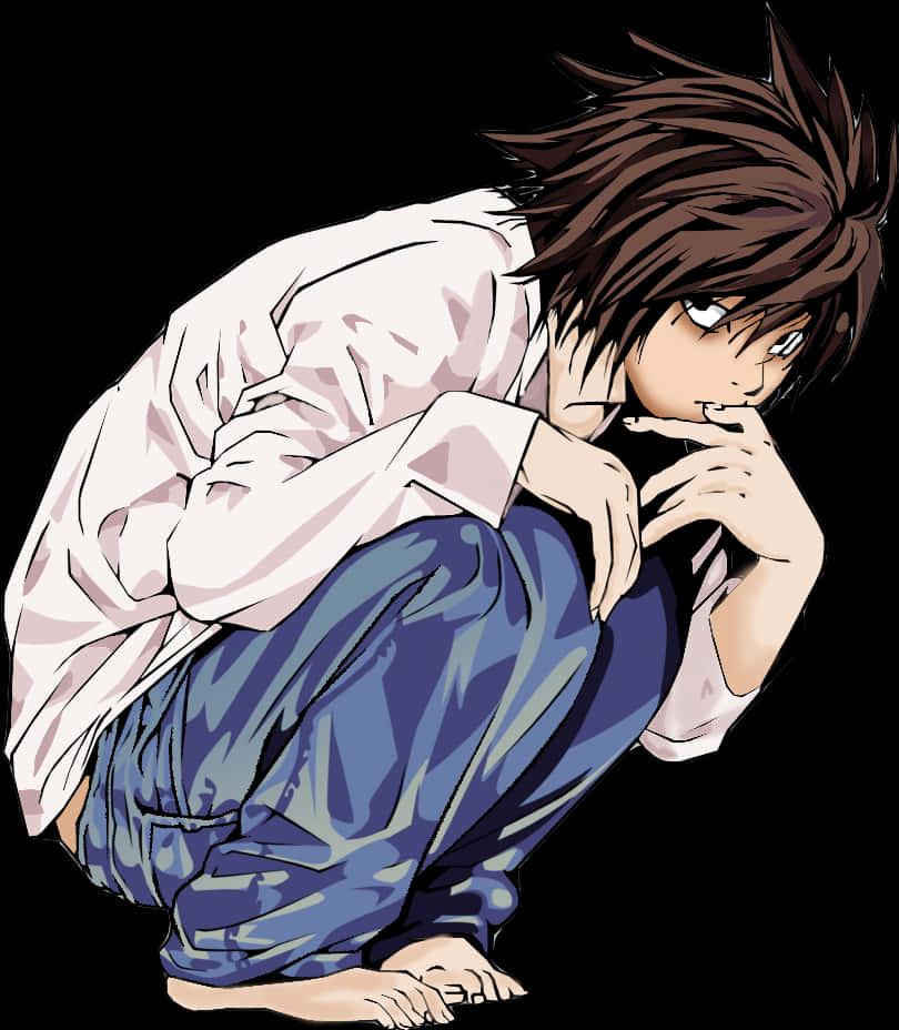 Death Note Character Crouching PNG
