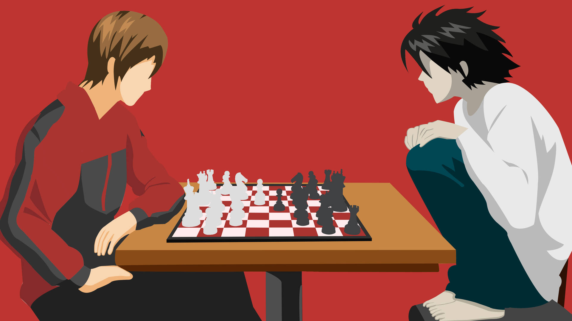 Death Note L And Light Playing Chess Wallpaper