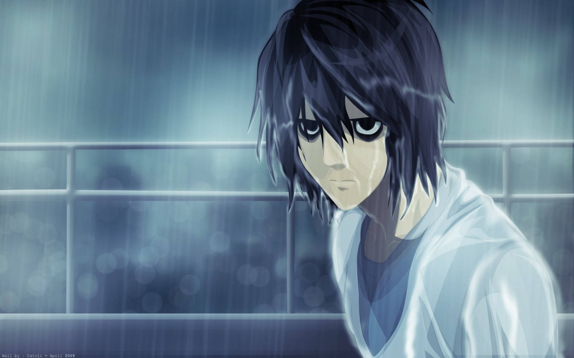 Death Note L Under The Rain Background