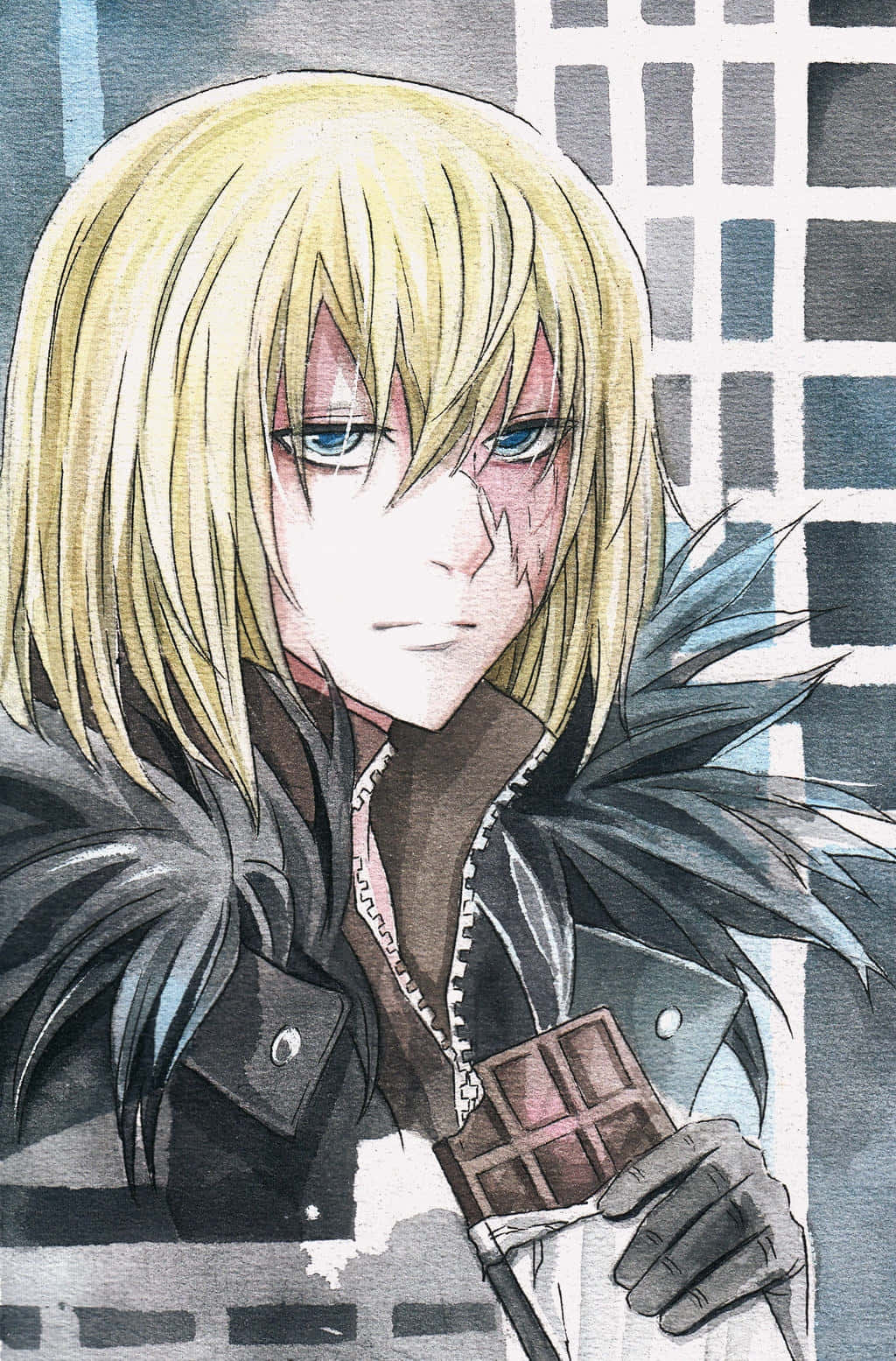 Mello from Death Note in a Thoughtful Pose Wallpaper