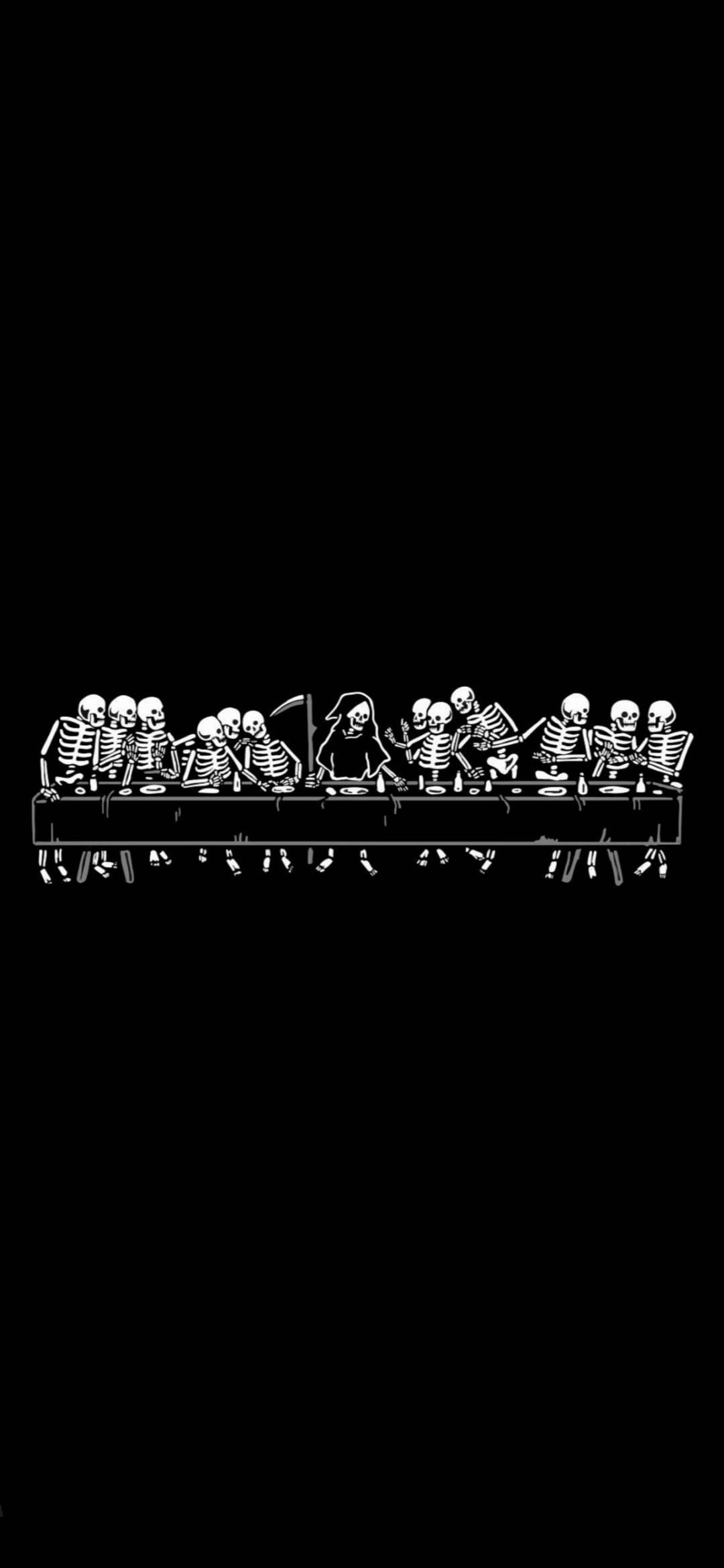 Death Reaper And Skeletons Aesthetic Dinner Wallpaper