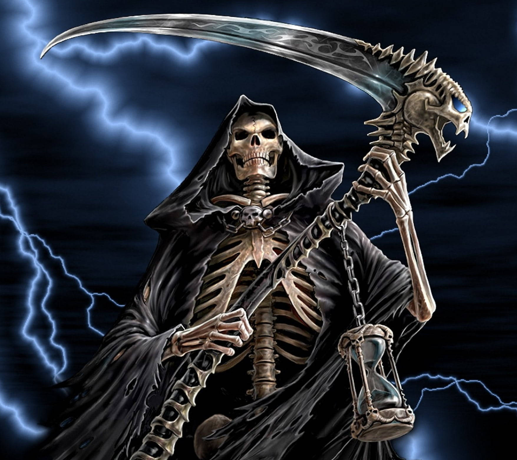 Death Reaper Skeleton Aesthetic Thunderstorm Wallpaper