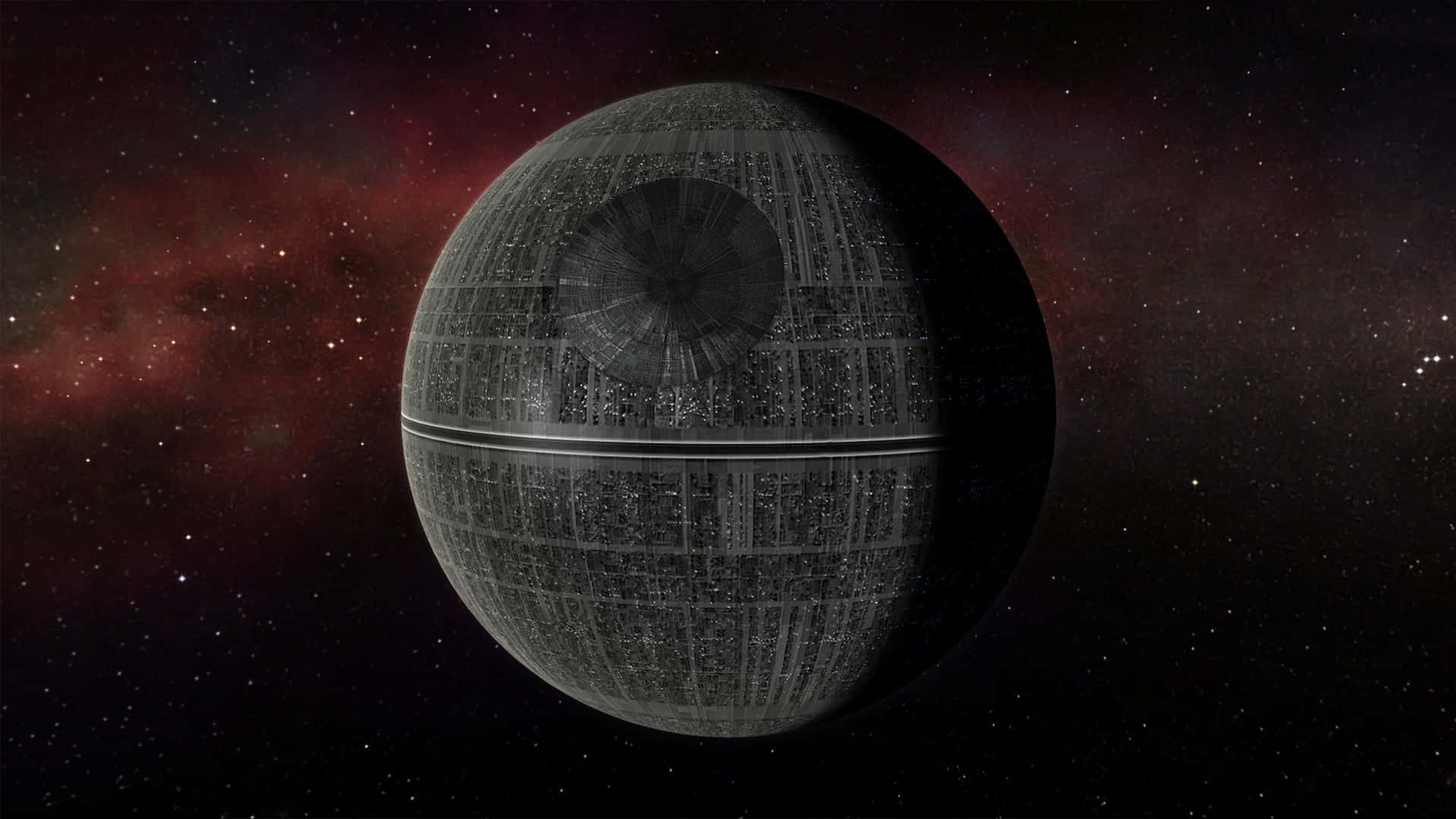 Death Star plunging through the cosmos.