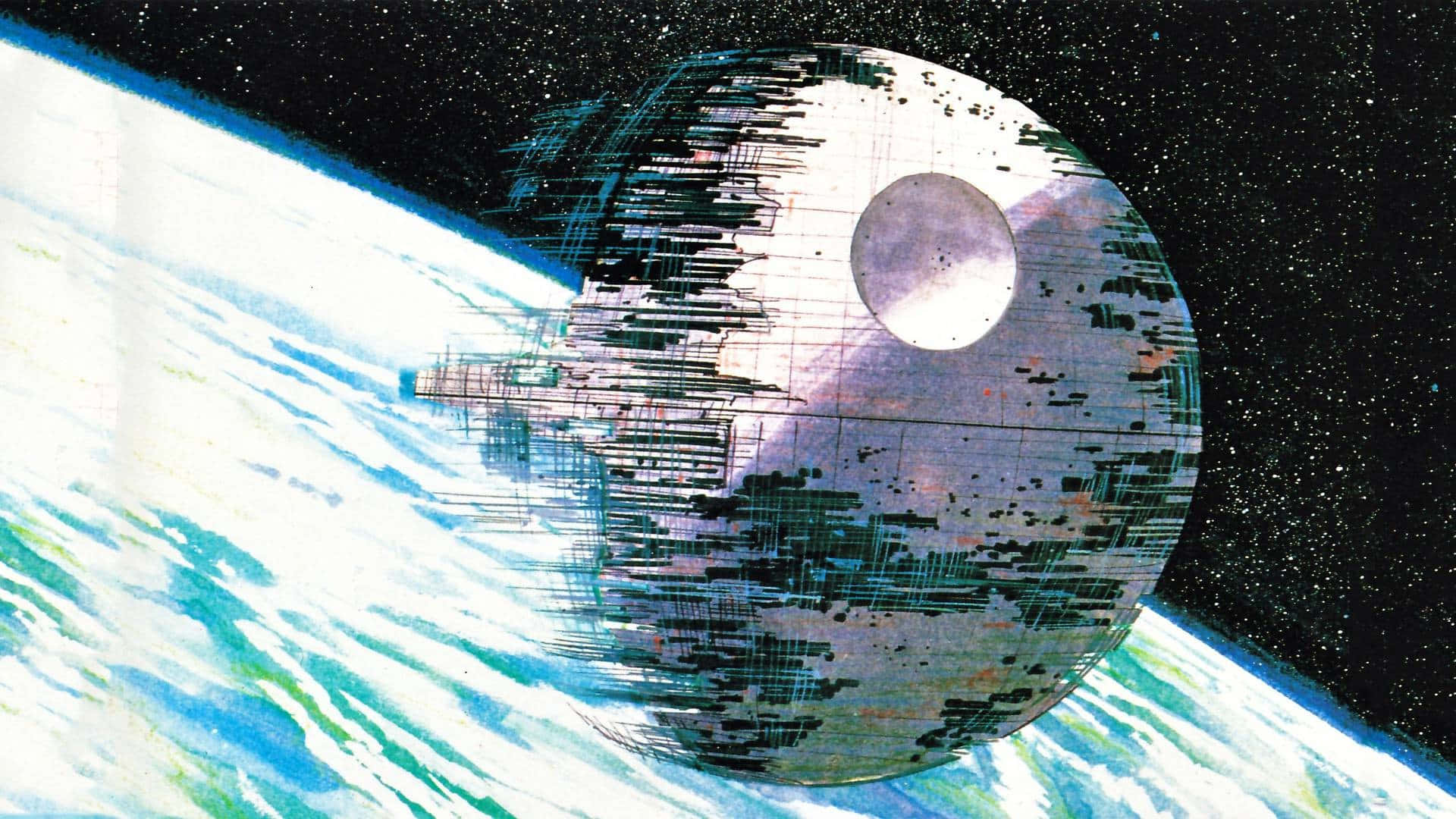 Imposing Death Star Looming In The Deep Space