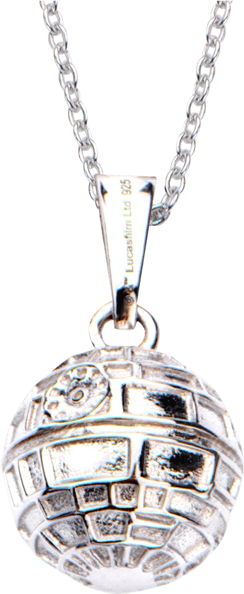 Death Star Inspired Silver Pendant PNG
