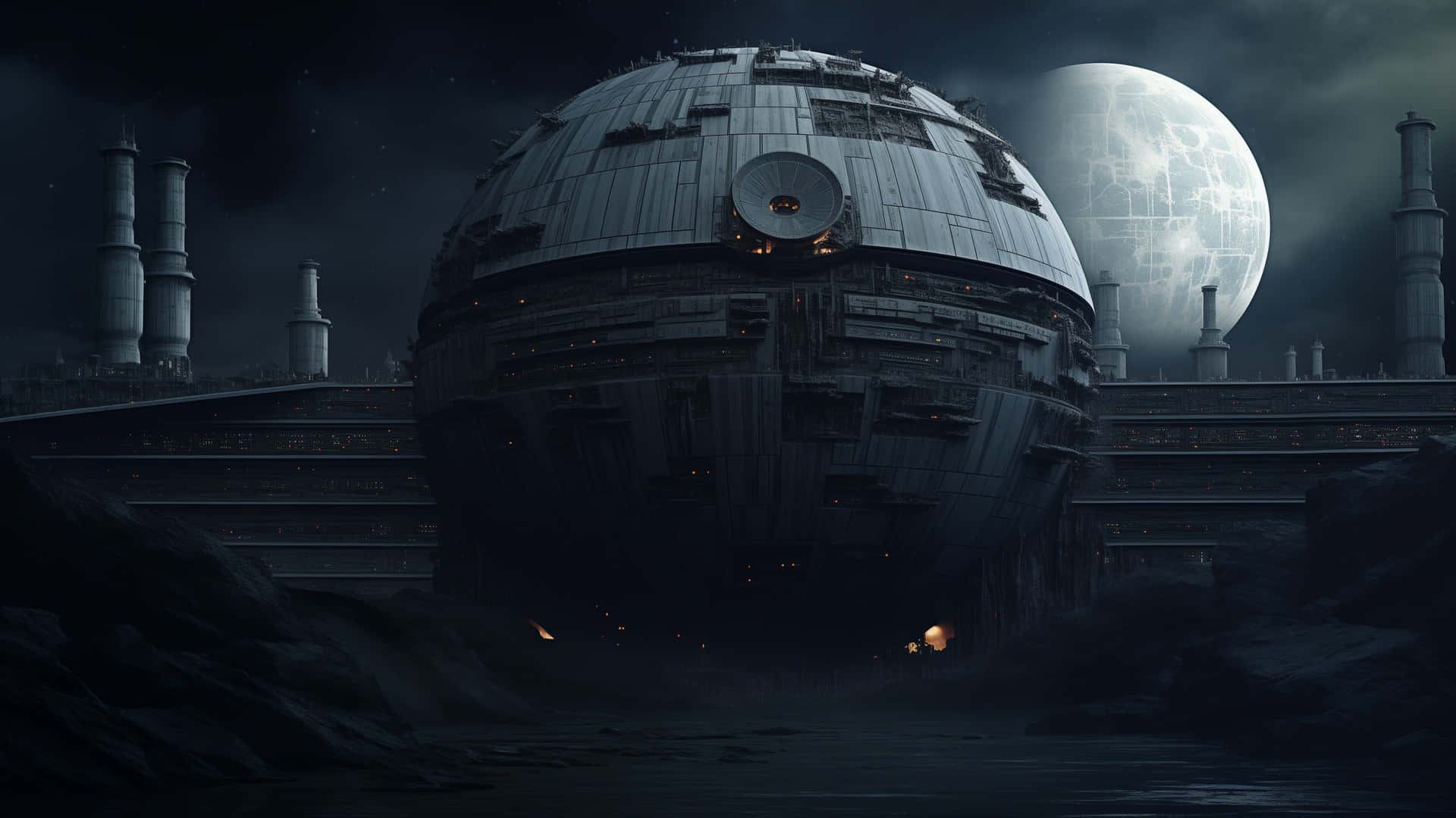 Death Star Moonlit Sky4 K Wallpaper