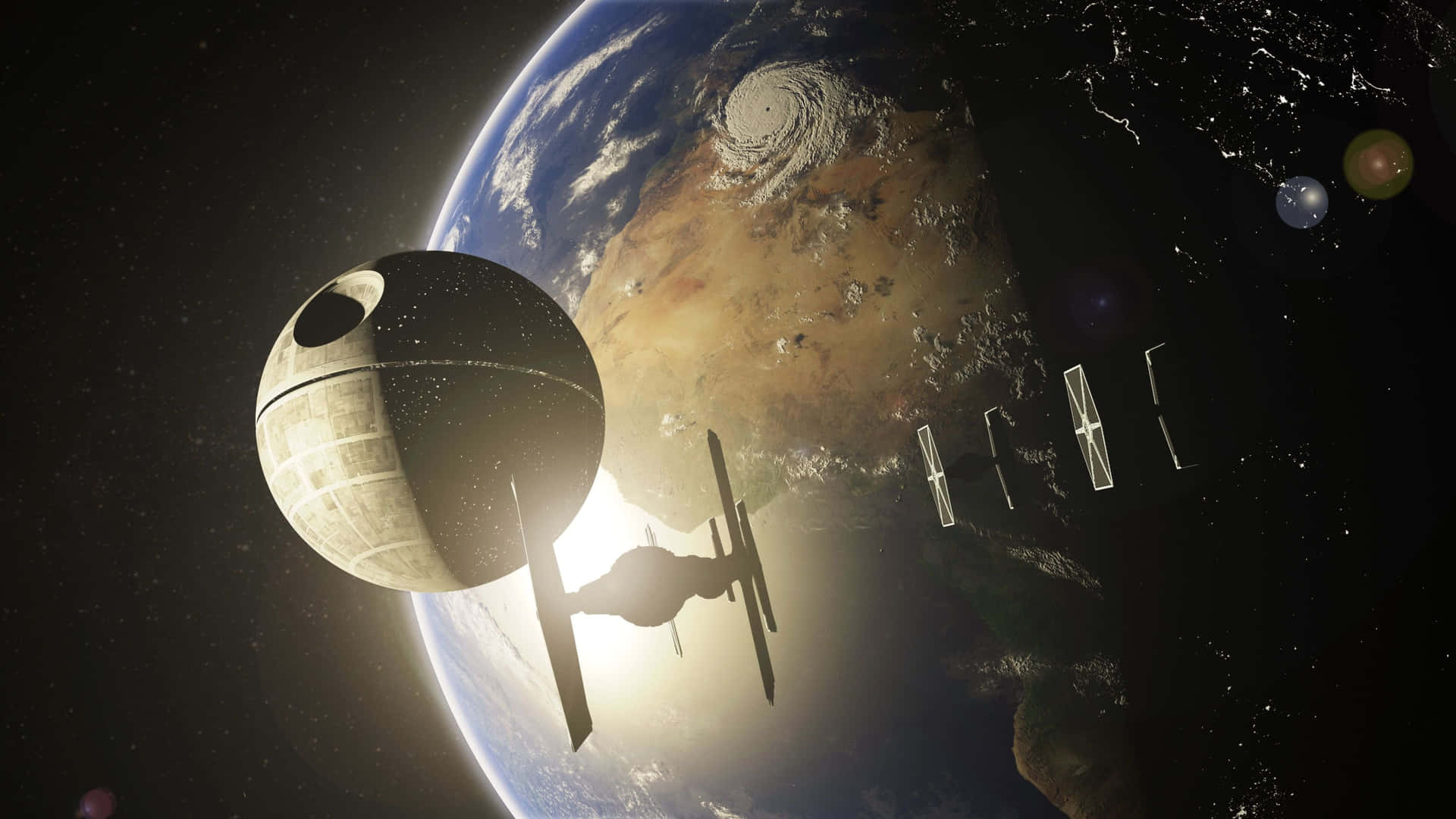 Death Star Orbiting Earth4 K Wallpaper